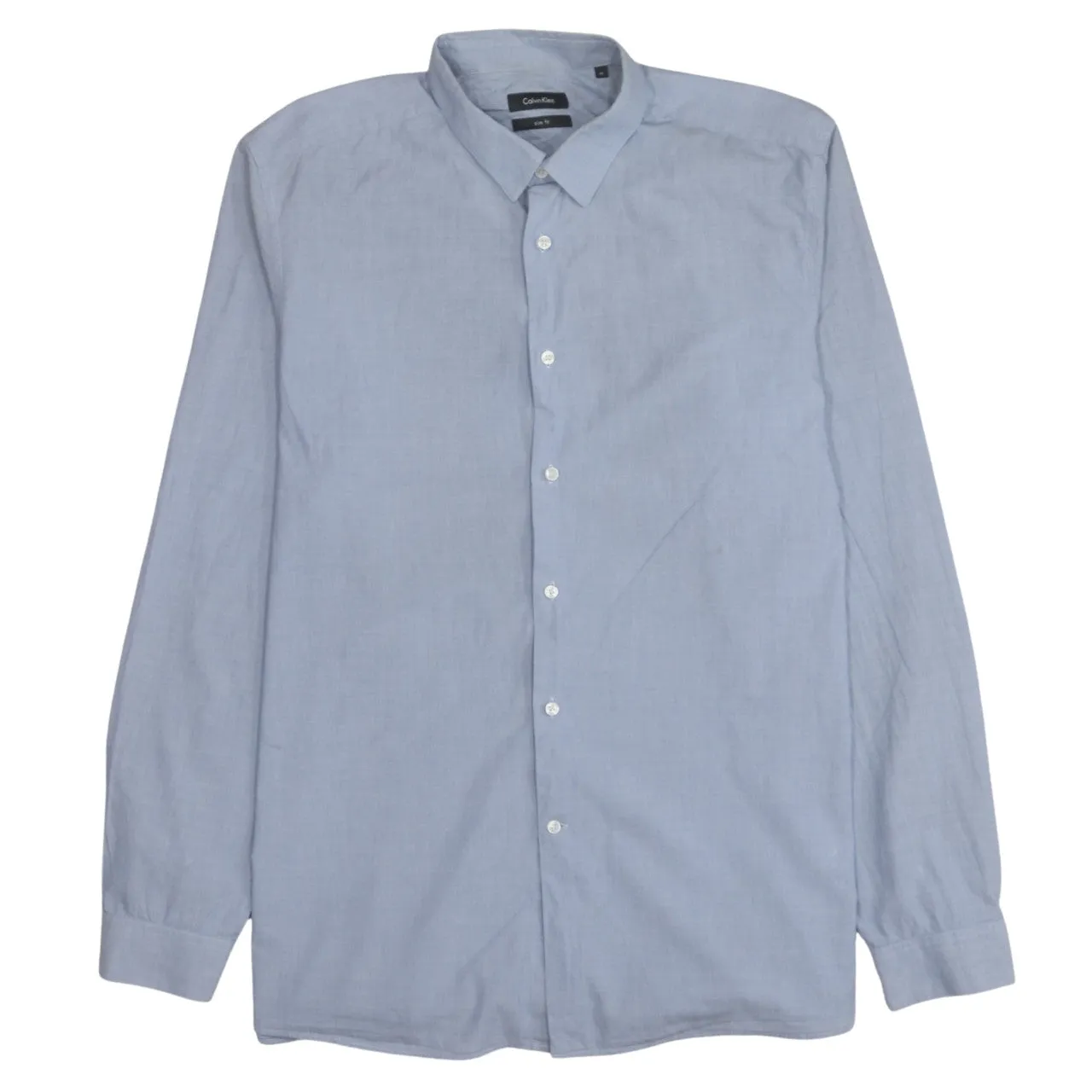 Calvin Klein 90's Long Sleeve Button Up Shirt Large Blue sold by Vintage Club