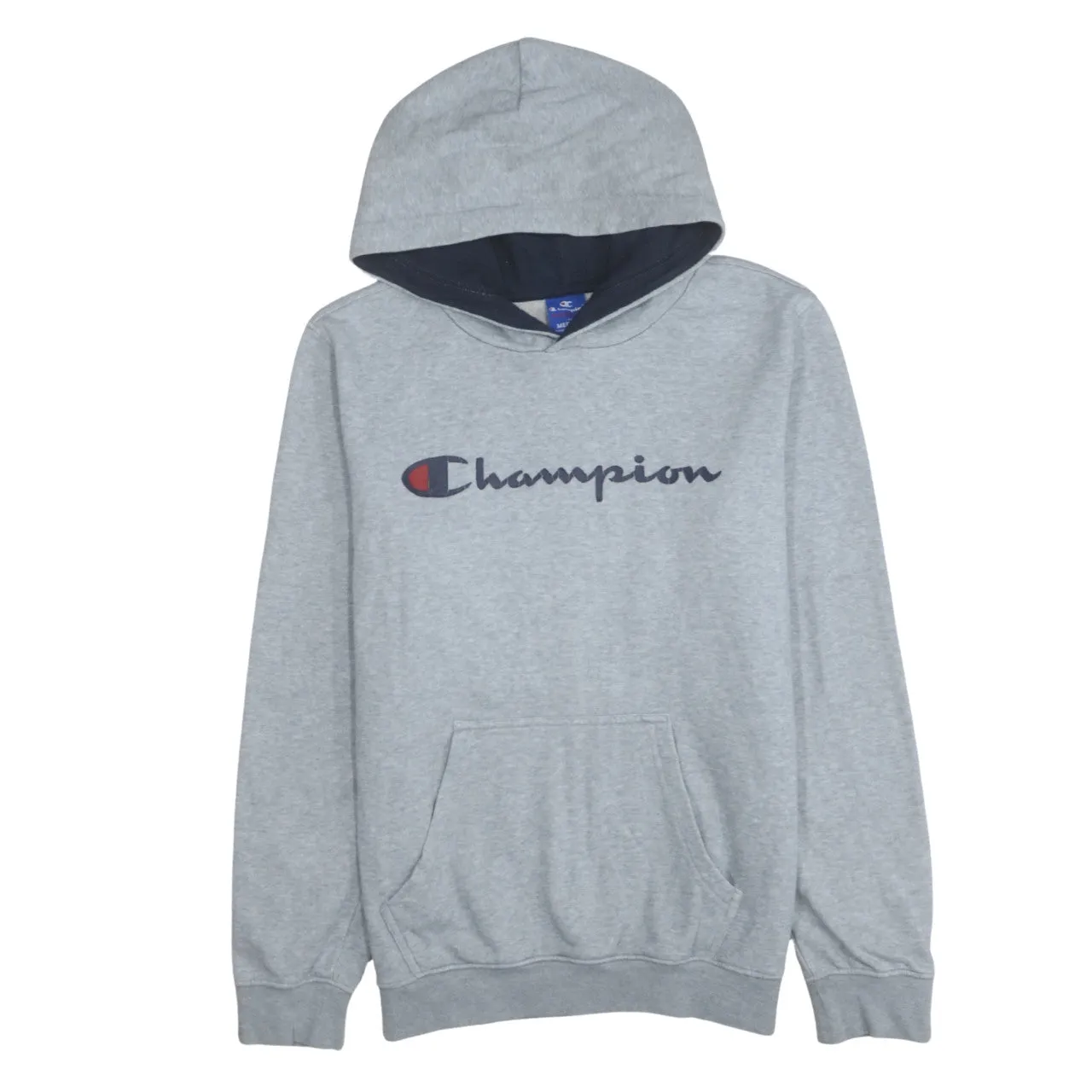 Champion 90's Spellout Pullover Hoodie Medium Grey sold by Vintage Club