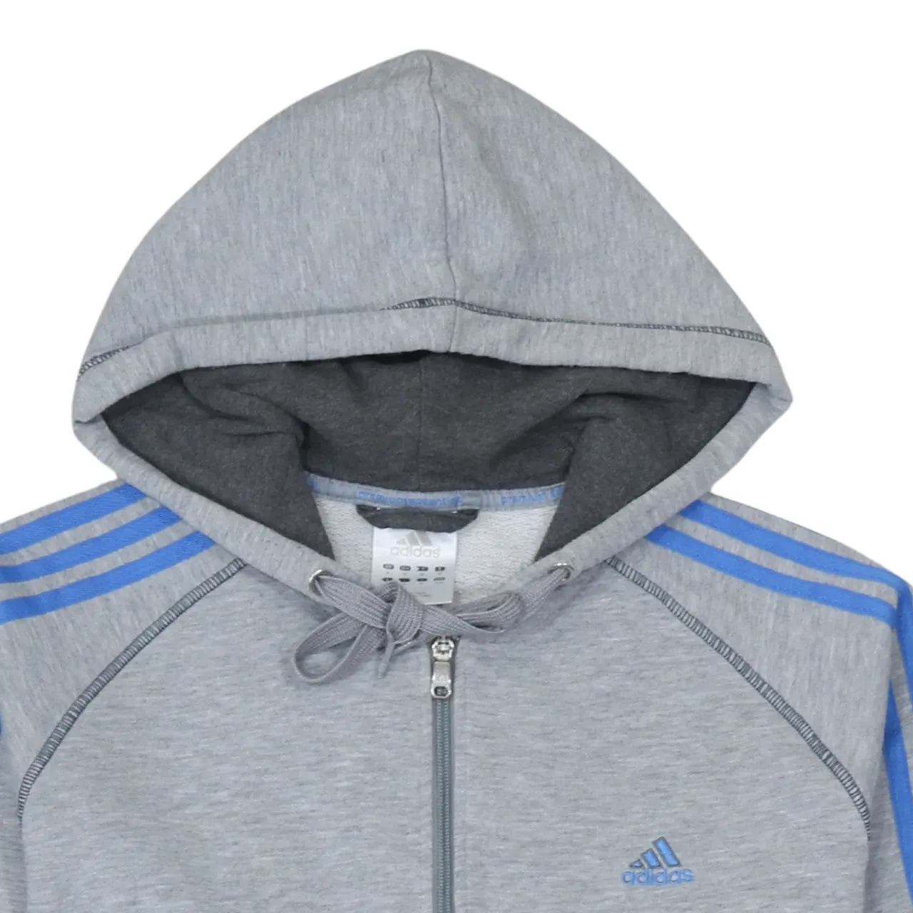Adidas 90's Striped Sleeve Full Zip Up Hoodie Medium Grey sold by Vintage Club product image thumbnail 3