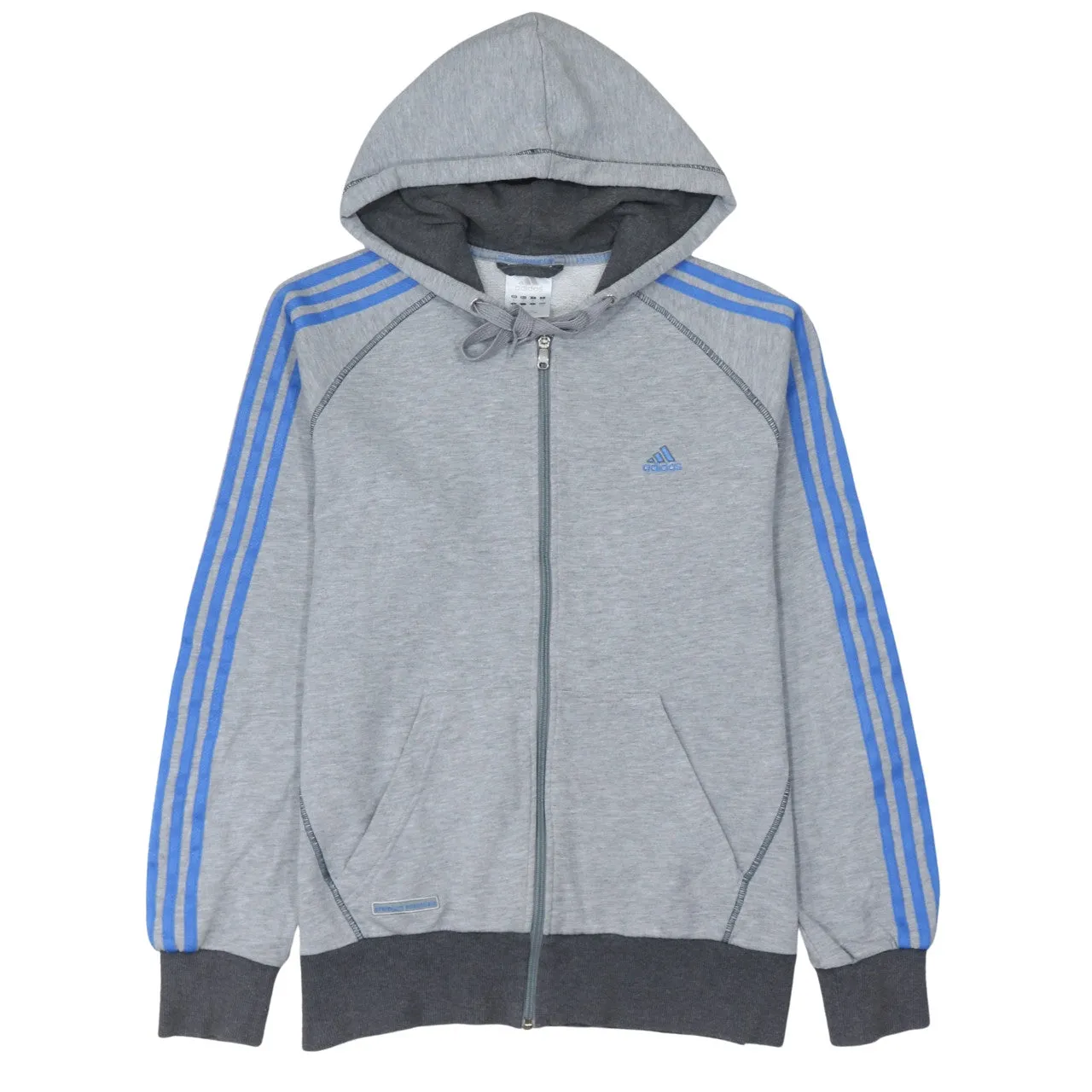 Adidas 90's Striped Sleeve Full Zip Up Hoodie Medium Grey sold by Vintage Club