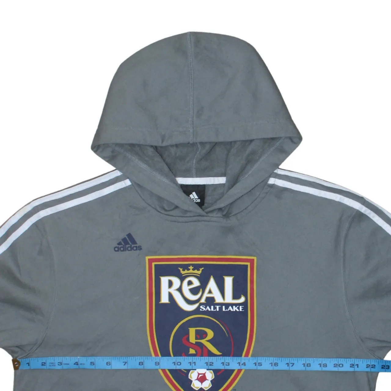 Adidas 90's Striped Sleeve Pullover Hoodie Medium Grey sold by Vintage Club product image thumbnail 5