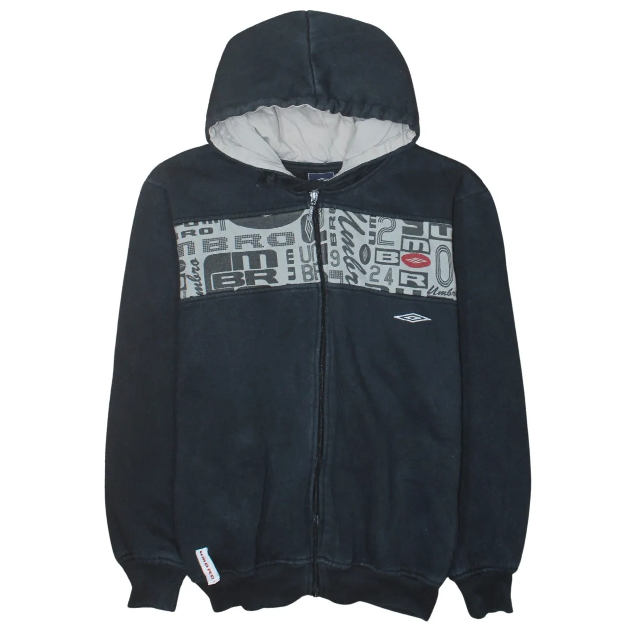 Umbro 90's Lightweight Full Zip Up Hoodie Medium Black sold by Vintage Club