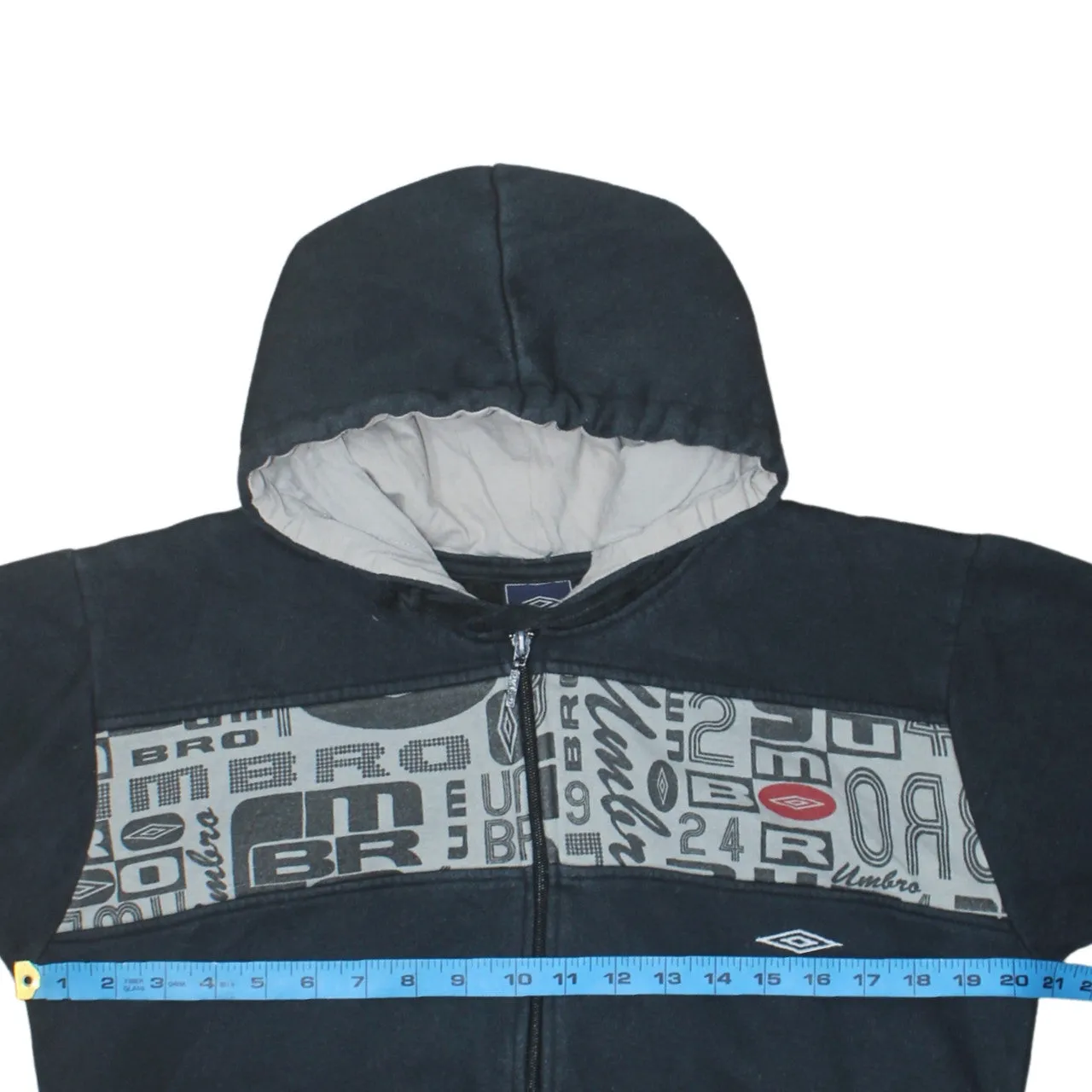 Umbro 90's Lightweight Full Zip Up Hoodie Medium Black sold by Vintage Club product image thumbnail 5