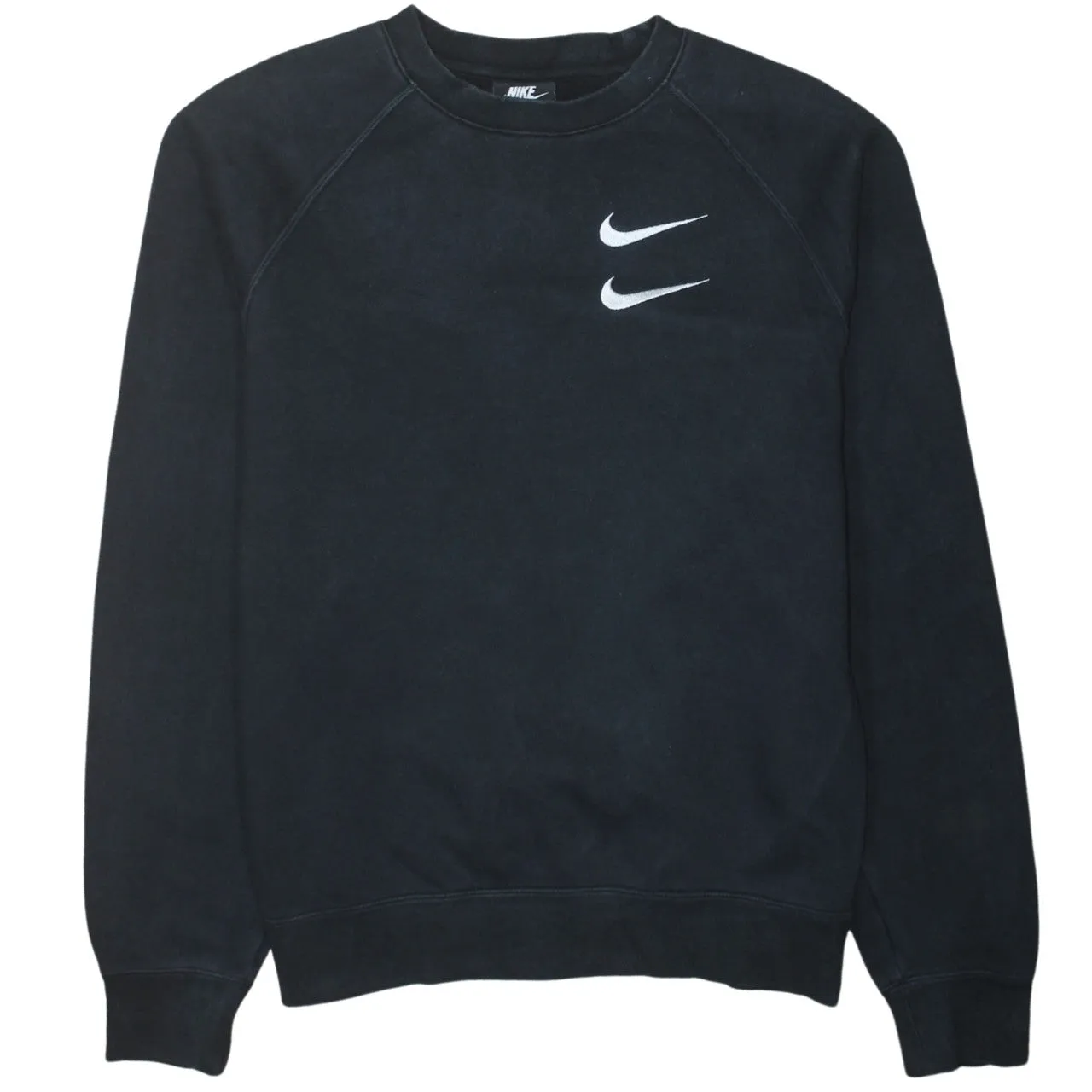 Nike 90's Swoosh Crew Neck Sweatshirt Small Black sold by Vintage Club