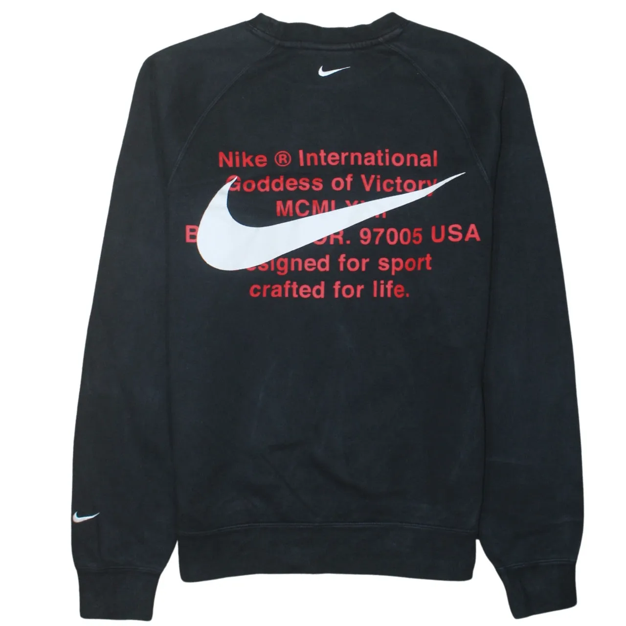 Nike 90's Swoosh Crew Neck Sweatshirt Small Black sold by Vintage Club product image thumbnail 2