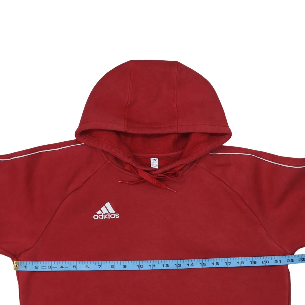 Adidas 90's Drawstring Pockets Pullover Hoodie Medium Red sold by Vintage Club product image thumbnail 5