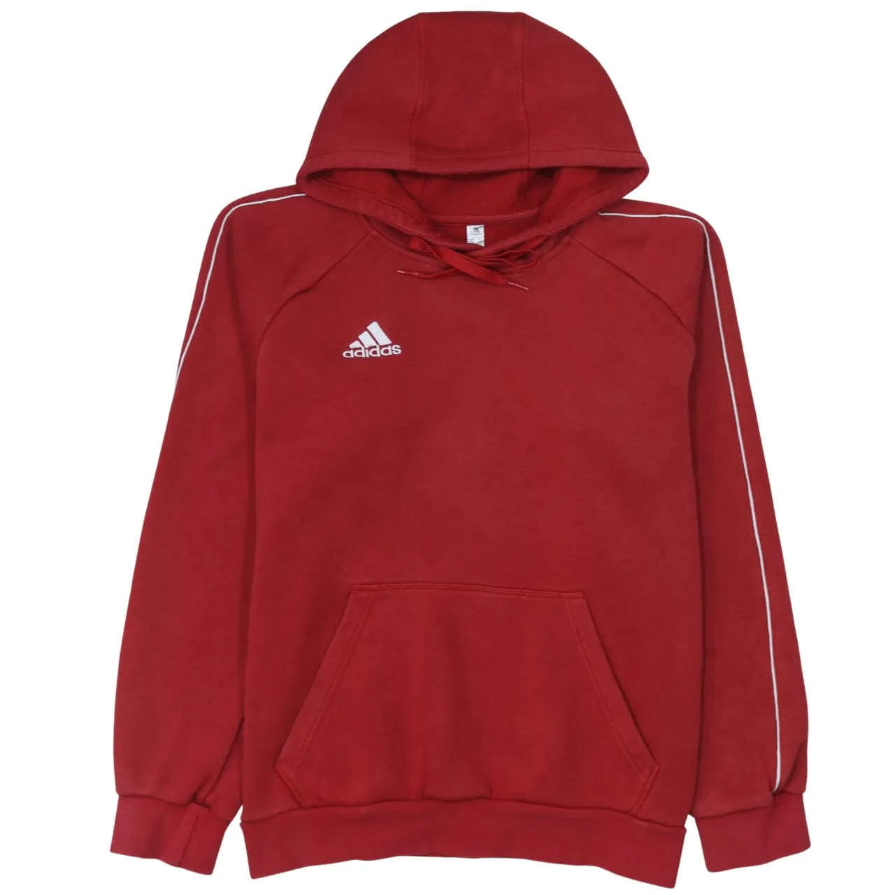 Adidas 90's Drawstring Pockets Pullover Hoodie Medium Red sold by Vintage Club