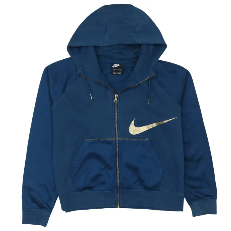 Nike 90's Swoosh Full Zip Up Hoodie Small Navy Blue sold by Vintage Club