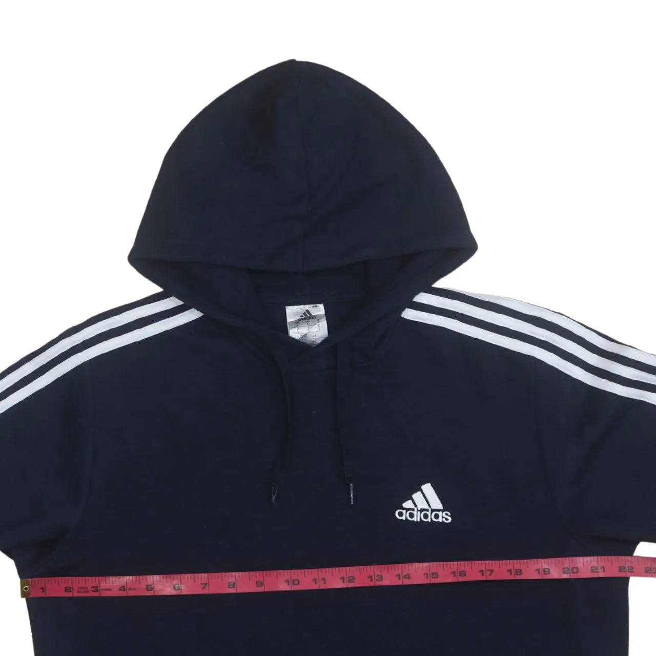 Adidas 90's Striped Sleeve Pullover Hoodie Large Navy Blue sold by Vintage Club product image thumbnail 5