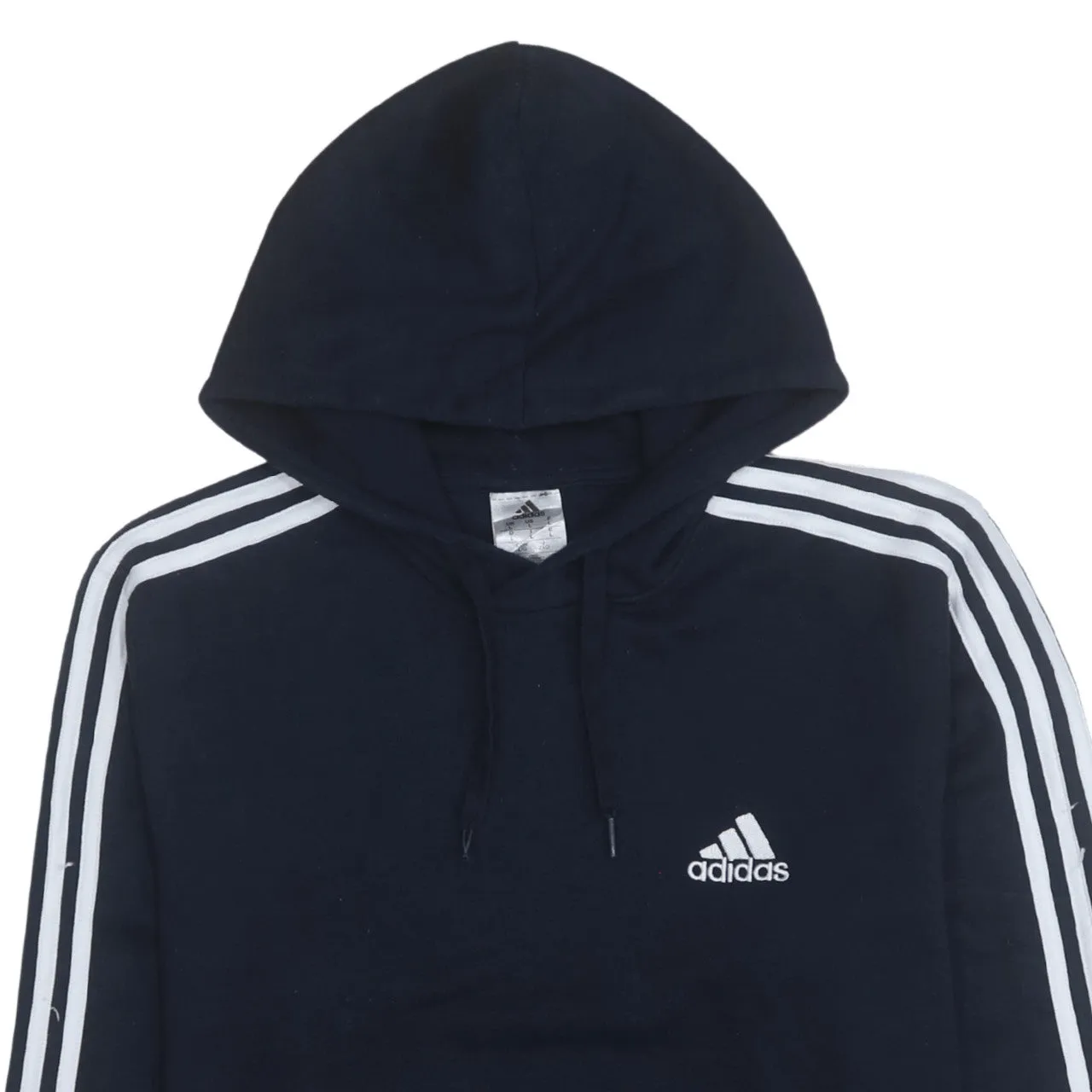 Adidas 90's Striped Sleeve Pullover Hoodie Large Navy Blue sold by Vintage Club product image thumbnail 3