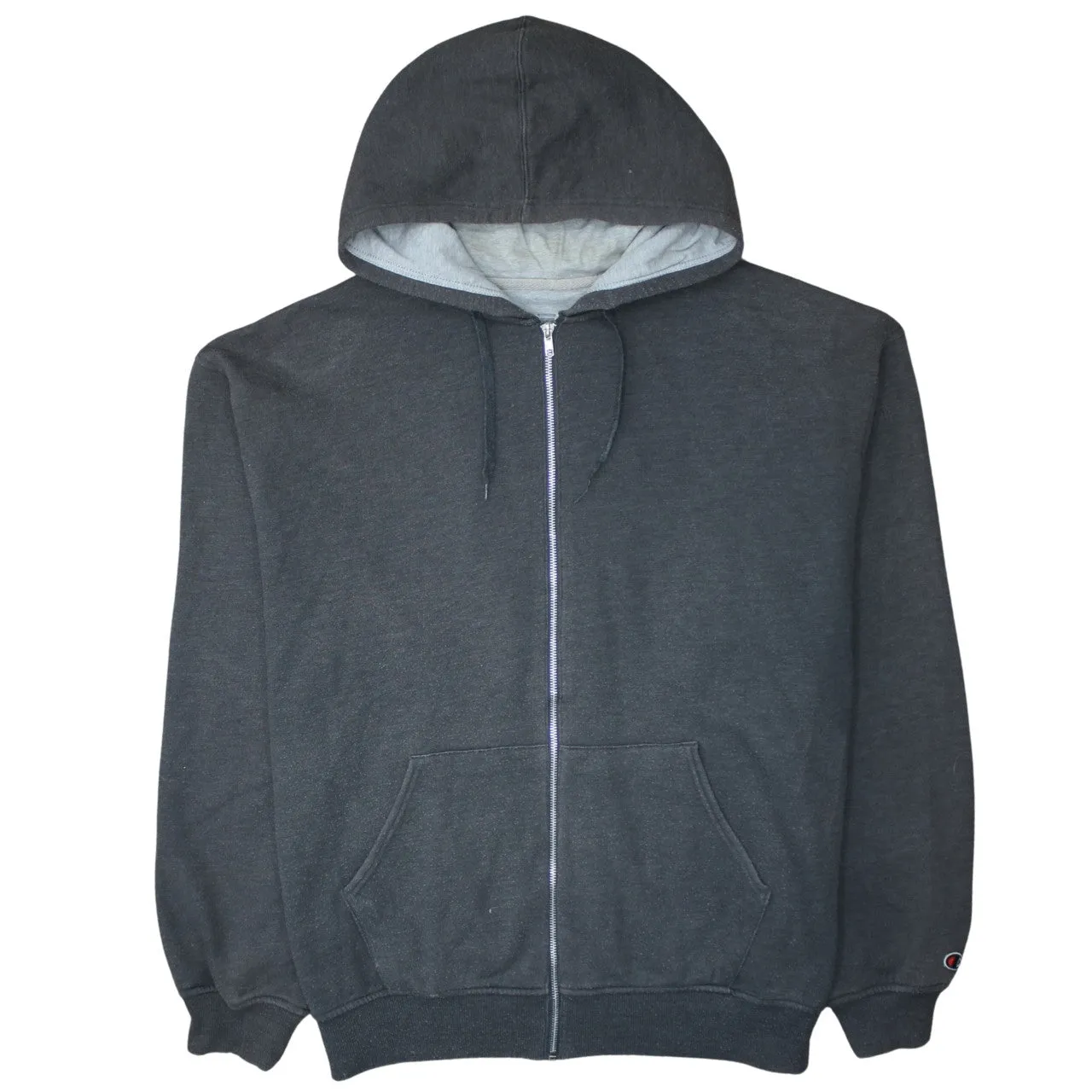 Champion 90's Drawstring Pockets Full Zip Up Hoodie XXLarge (2XL) Grey sold by Vintage Club