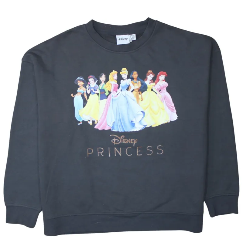 Disney 90's Disney Princess Crew Neck Sweatshirt Large Black made by Disney