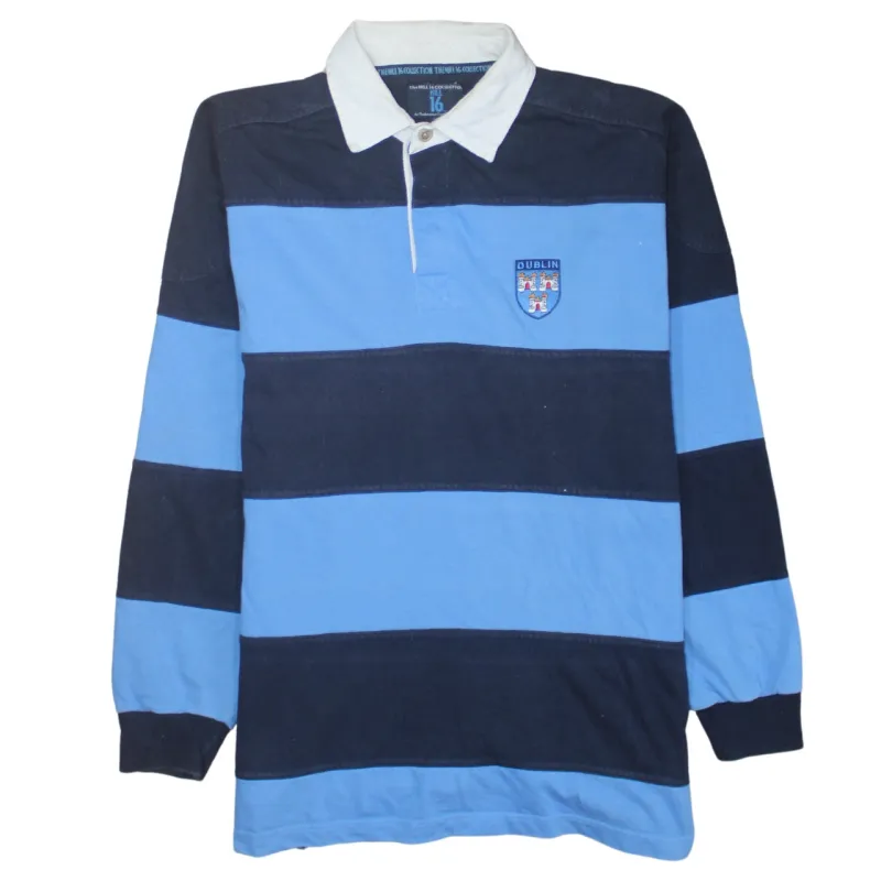 Retro 90's Long Sleeve Quarter Button Polo Shirt XLarge Navy Blue made by Vintage Club