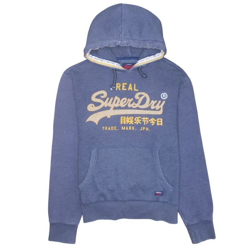 Super Dry 90's Spellout Pullover Hoodie XXLarge (2XL) Navy Blue sold by Vintage Club