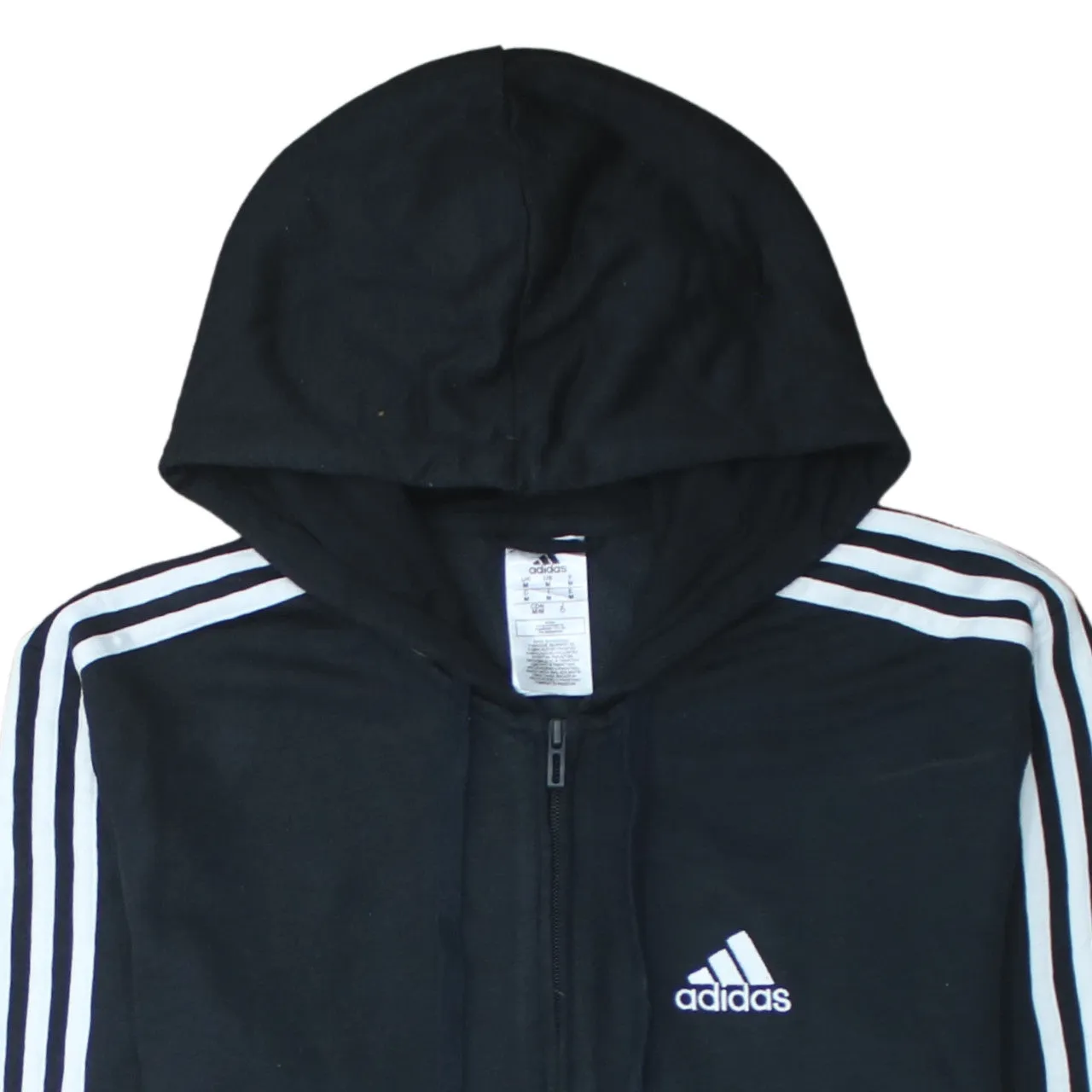 Adidas 90's Striped Sleeve Full Zip Up Hoodie Medium Black sold by Vintage Club product image thumbnail 3
