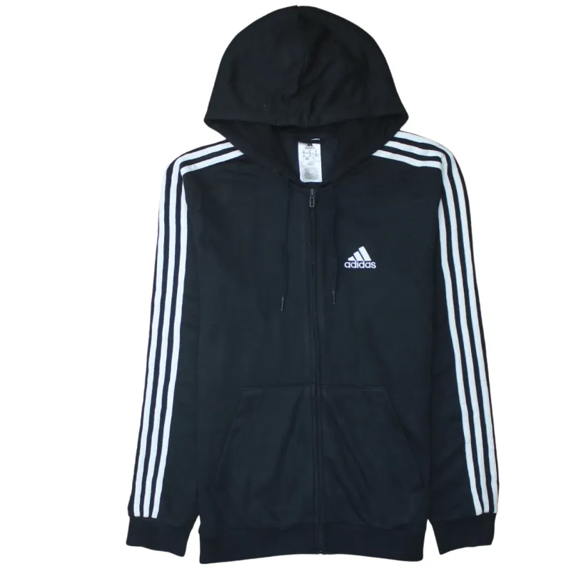 Adidas 90's Striped Sleeve Full Zip Up Hoodie Medium Black sold by Vintage Club