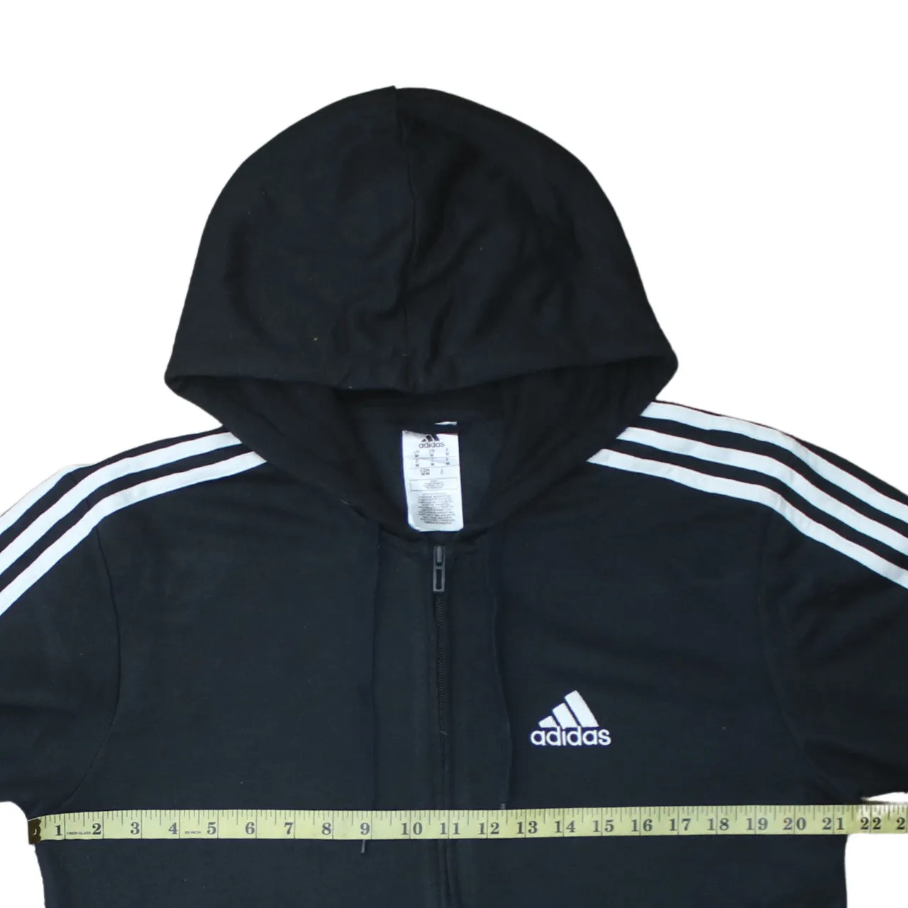 Adidas 90's Striped Sleeve Full Zip Up Hoodie Medium Black sold by Vintage Club product image thumbnail 5