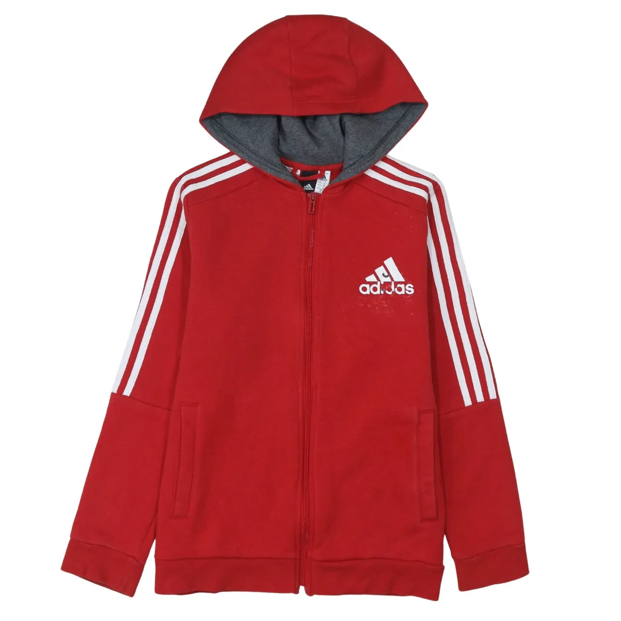 Adidas 90's Striped Sleeve Full Zip Up Hoodie Large Red sold by Vintage Club