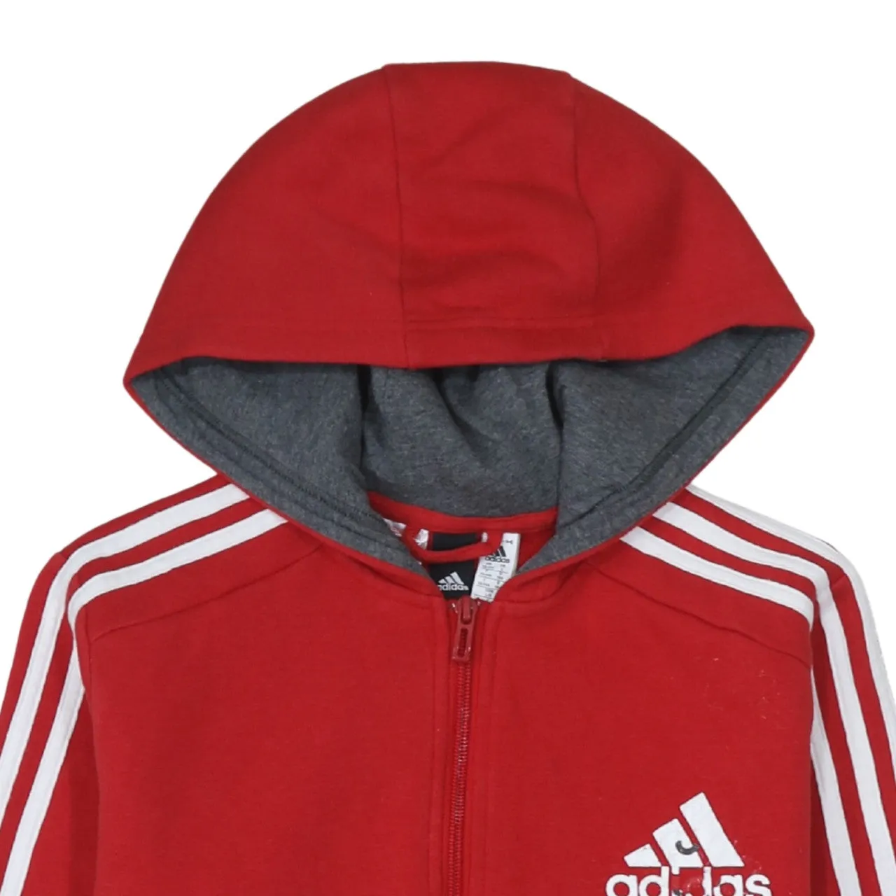 Adidas 90's Striped Sleeve Full Zip Up Hoodie Large Red sold by Vintage Club product image thumbnail 3