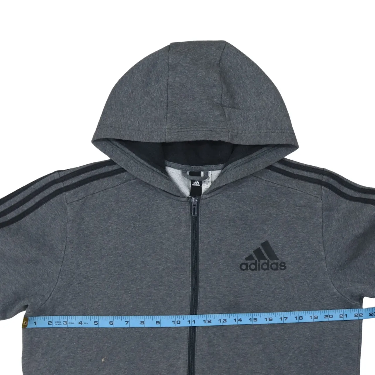 Adidas 90's Striped Sleeve Full Zip Up Hoodie Large Grey sold by Vintage Club product image thumbnail 5
