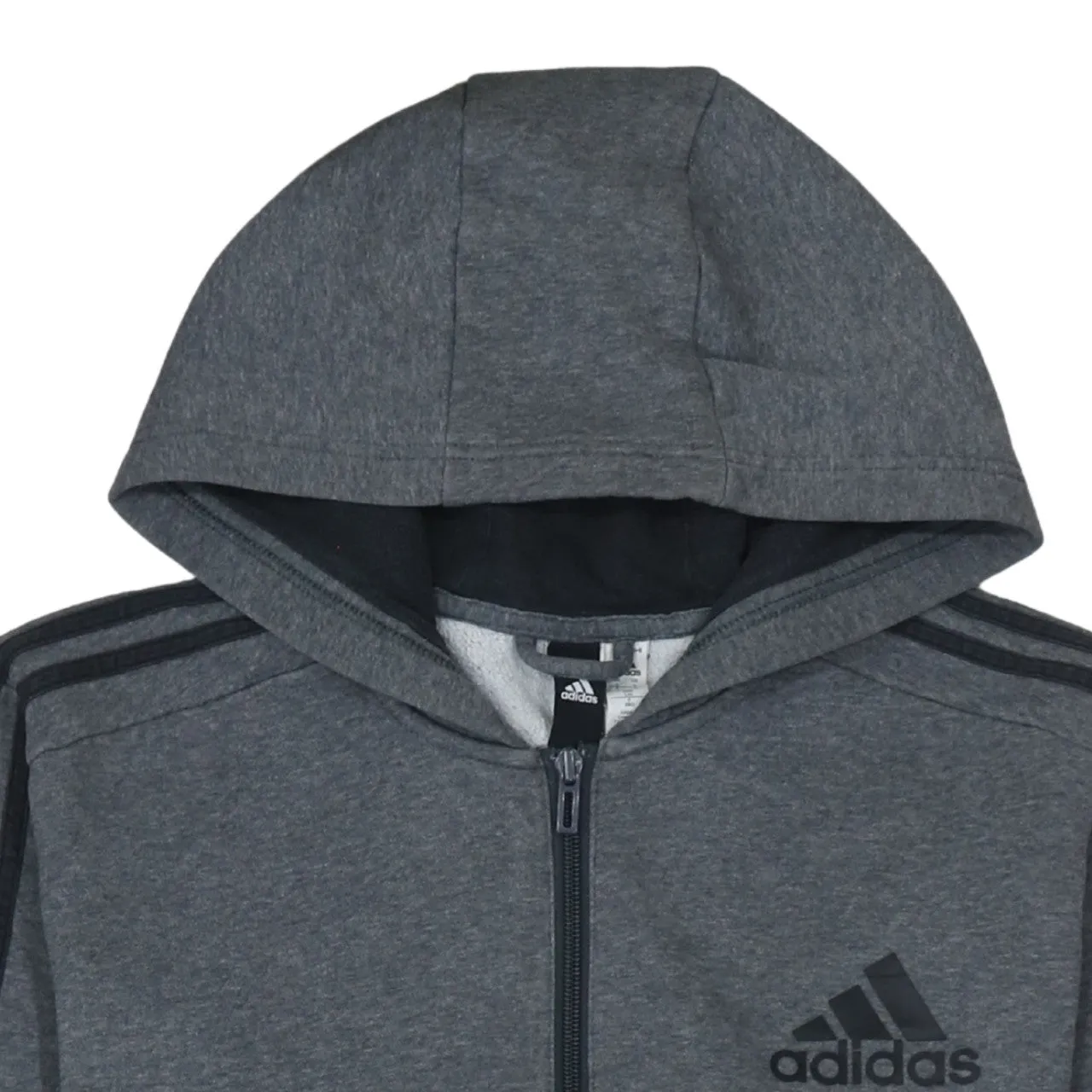 Adidas 90's Striped Sleeve Full Zip Up Hoodie Large Grey sold by Vintage Club product image thumbnail 3