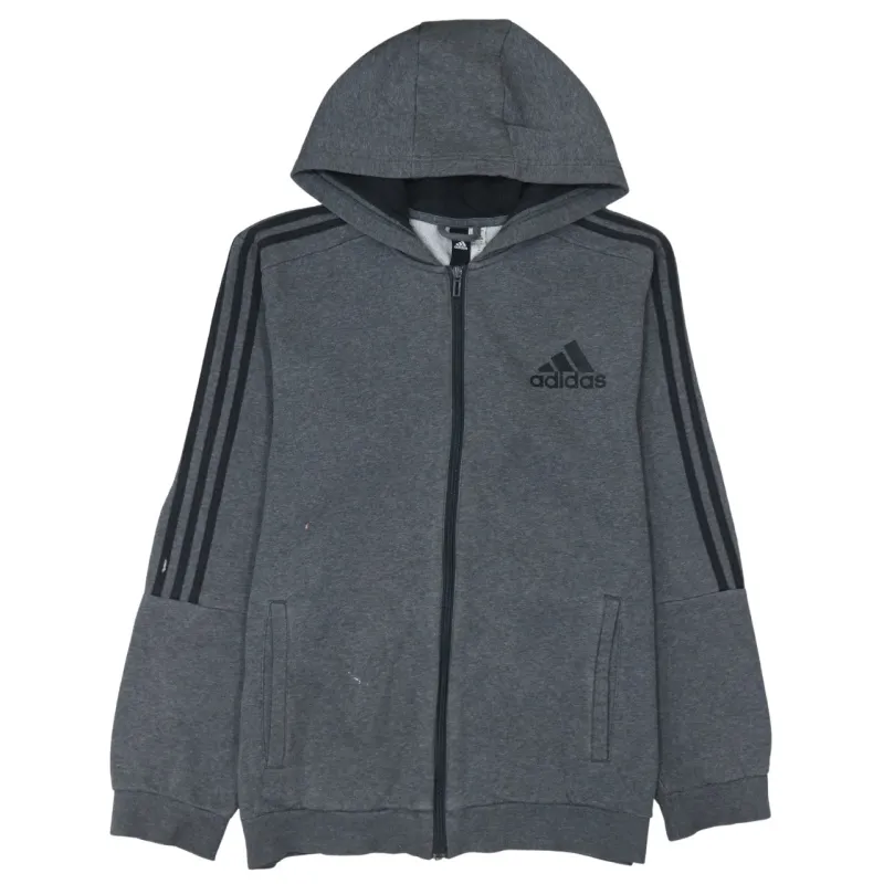 Adidas 90's Striped Sleeve Full Zip Up Hoodie Large Grey sold by Vintage Club