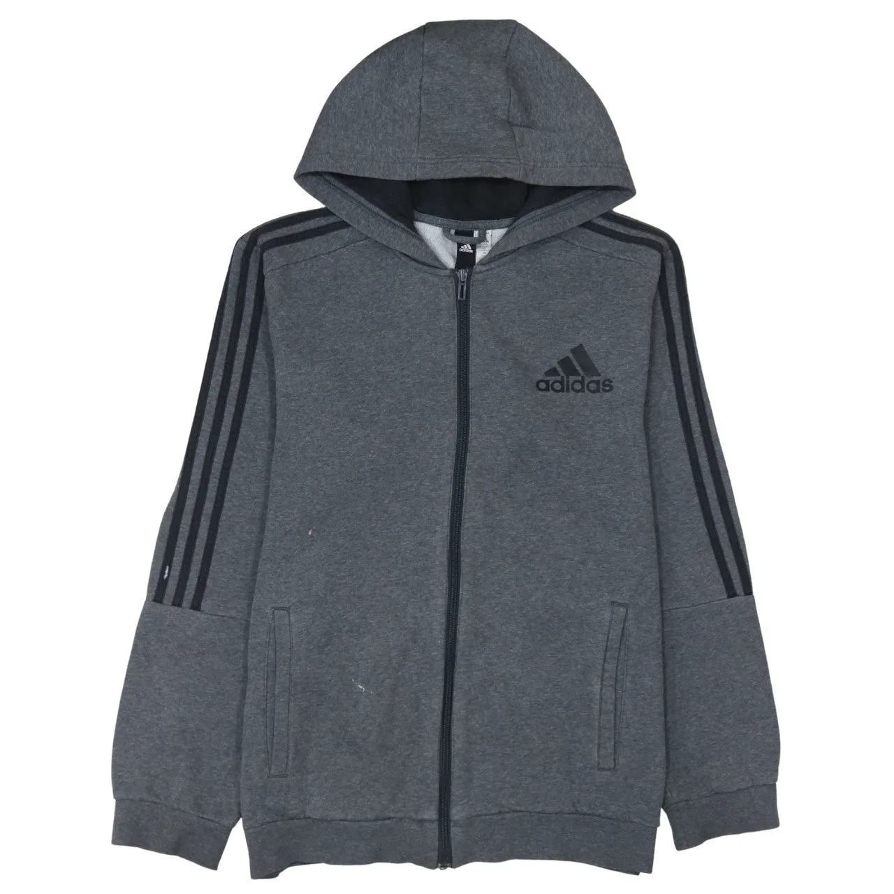 Adidas 90's Striped Sleeve Full Zip Up Hoodie Large Grey sold by Vintage Club