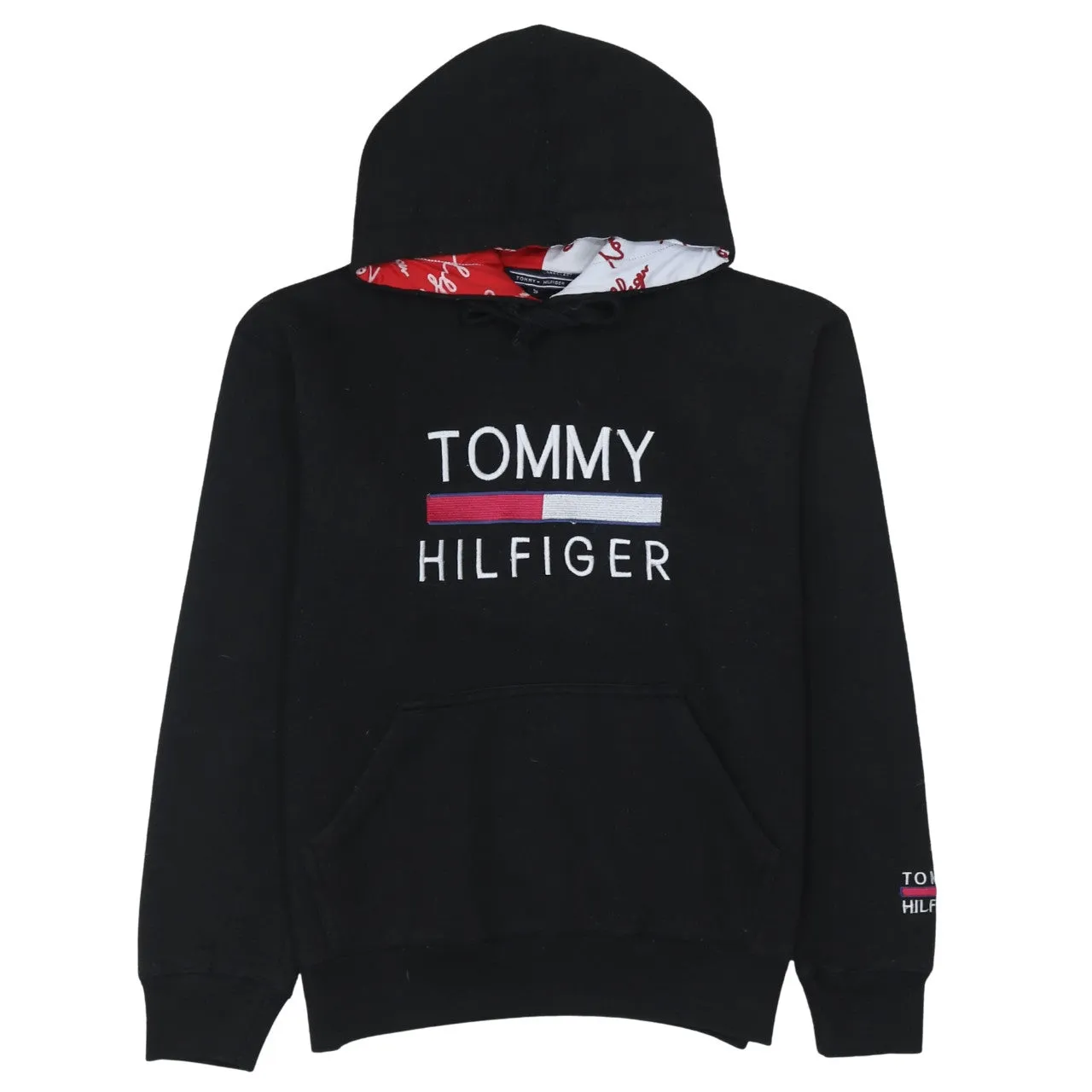 Tommy Hilfiger 90's Spellout Pullover Hoodie Small Black sold by Vintage Club