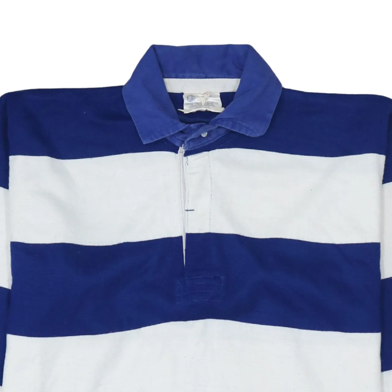 Retro 90's Long Sleeve Quarter Button Polo Shirt Medium Navy Blue sold by Vintage Club product image thumbnail 3