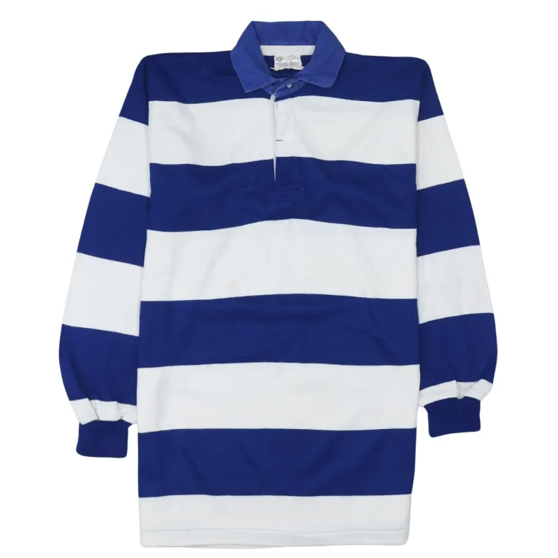 Retro 90's Long Sleeve Quarter Button Polo Shirt Medium  Navy Blue made by Vintage Club