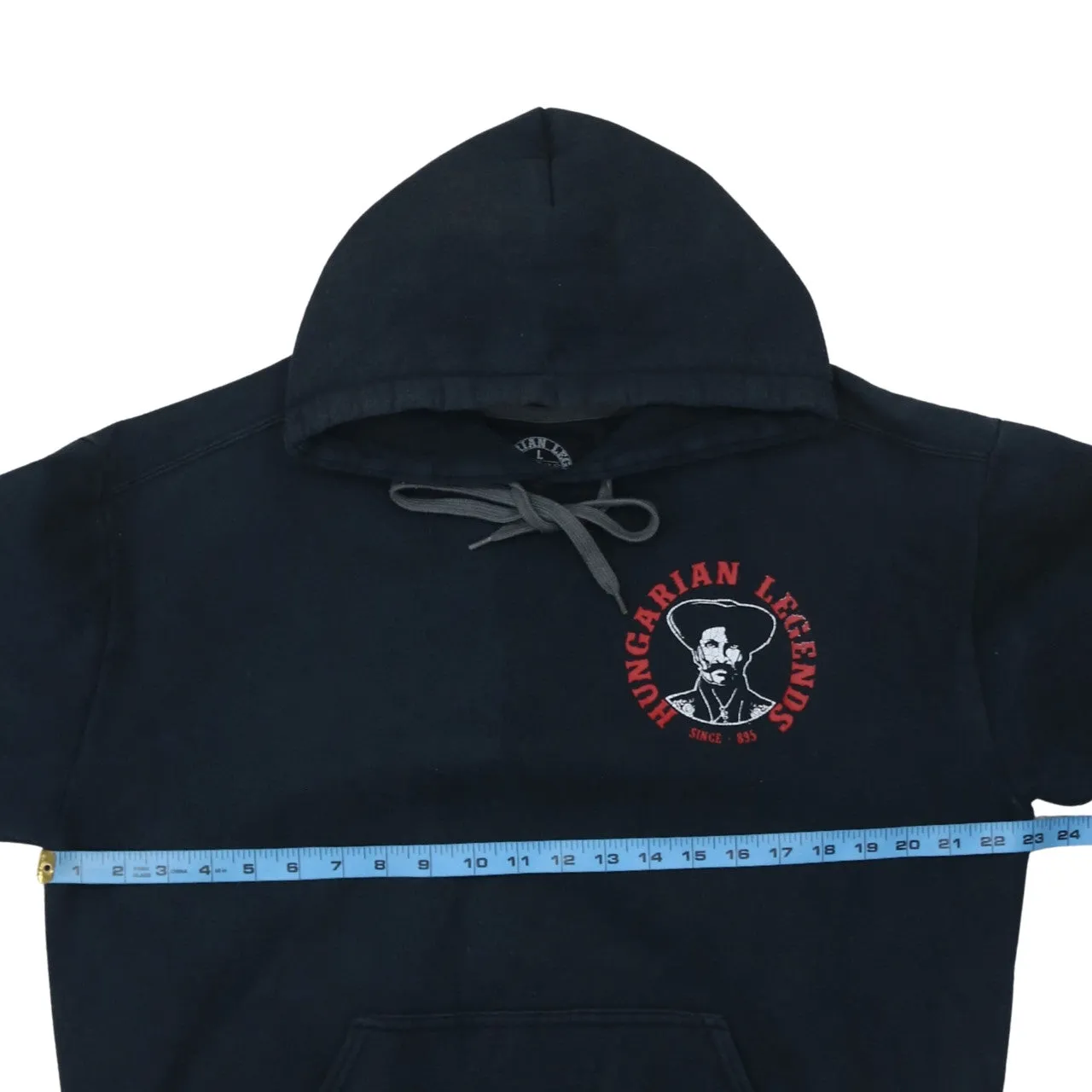 Retro 90's Drawstring Pockets Pullover Hoodie Large Black sold by Vintage Club product image thumbnail 5