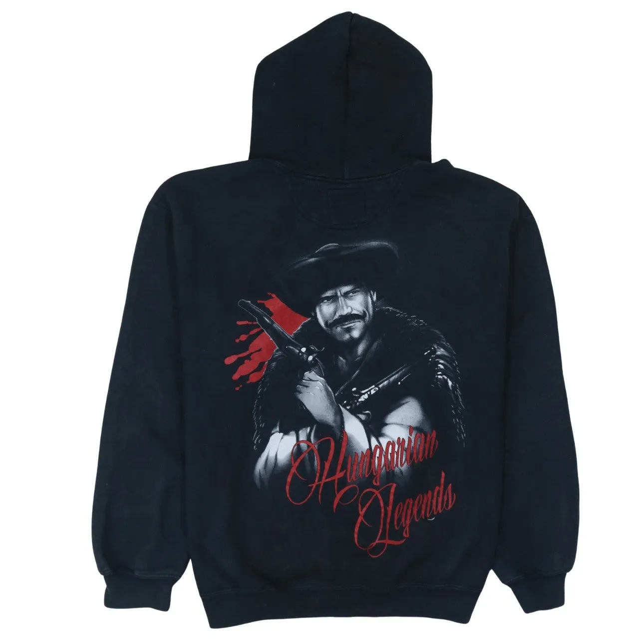 Retro 90's Drawstring Pockets Pullover Hoodie Large Black sold by Vintage Club product image thumbnail 2