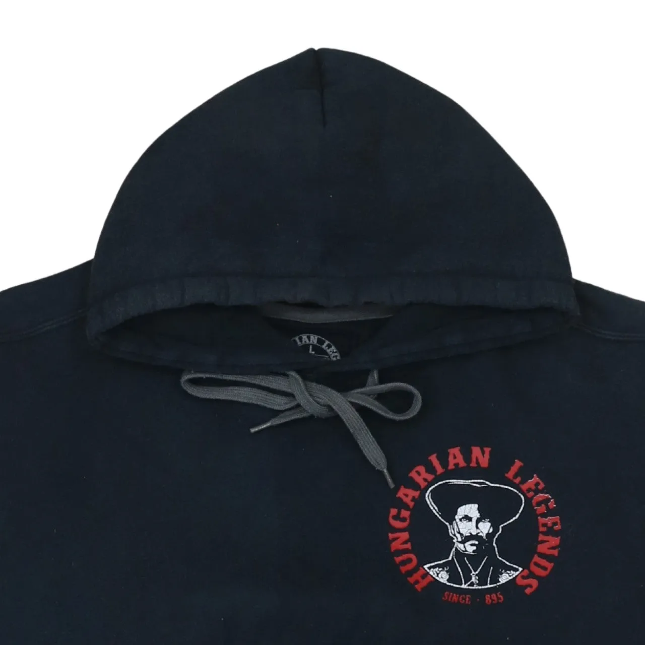 Retro 90's Drawstring Pockets Pullover Hoodie Large Black sold by Vintage Club product image thumbnail 3