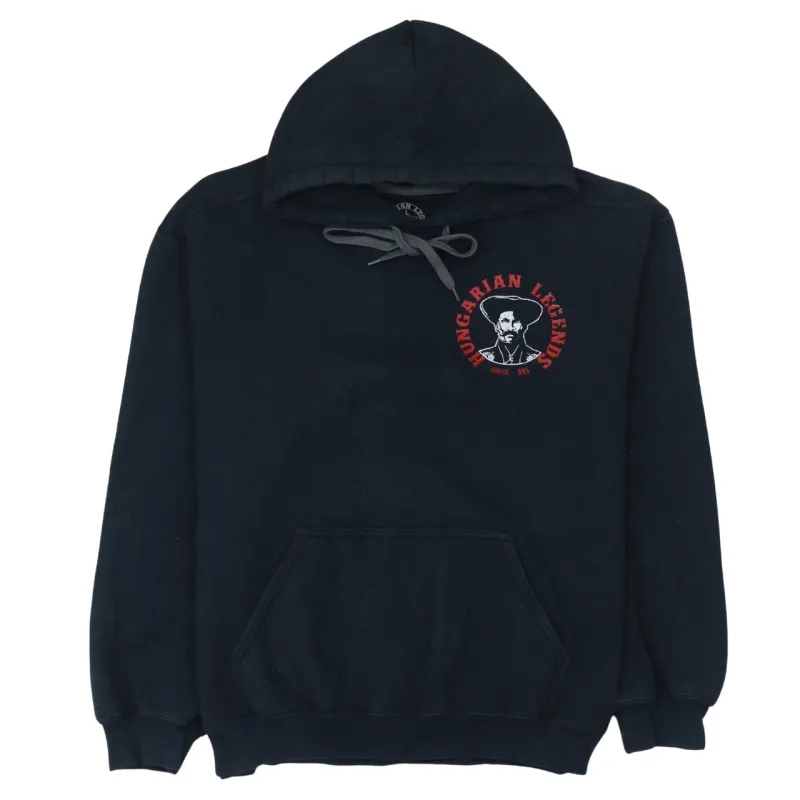 Retro 90's Drawstring Pockets Pullover Hoodie Large Black sold by Vintage Club