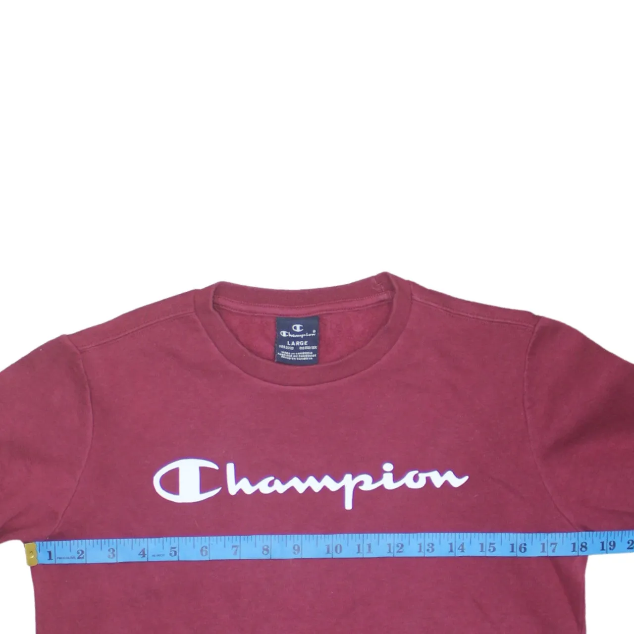 Champion 90's Spellout Crew Neck Sweatshirt Large Red sold by Vintage Club product image thumbnail 5