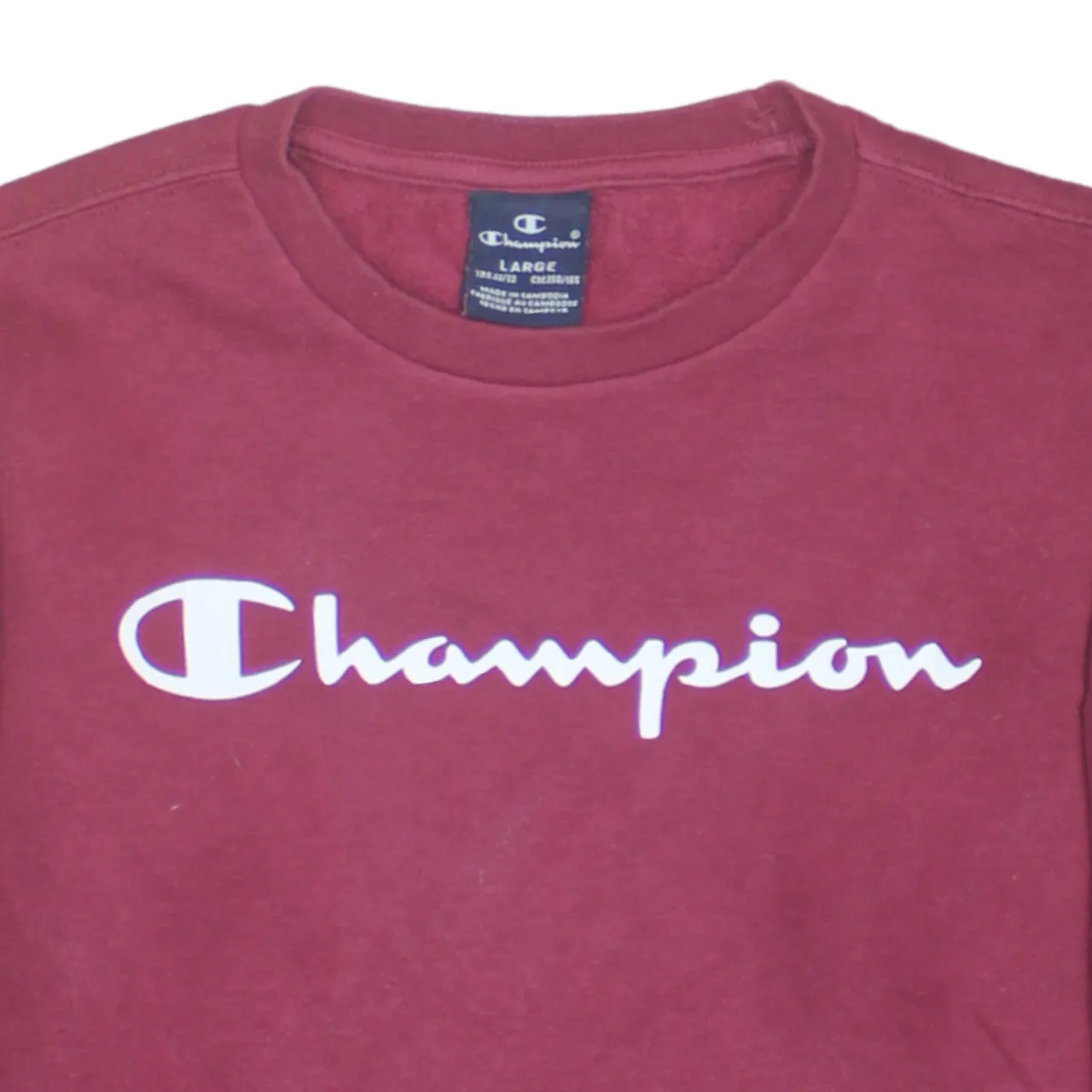 Champion 90's Spellout Crew Neck Sweatshirt Large Red sold by Vintage Club product image thumbnail 3