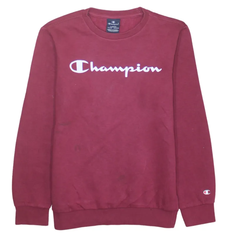 Champion 90's Spellout Crew Neck Sweatshirt Large Red sold by Vintage Club