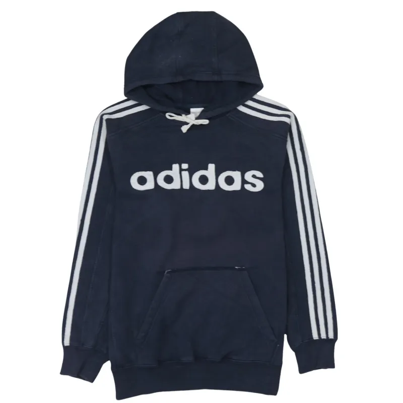 Adidas 90's Spellout Pullover Hoodie Small Navy Blue sold by Vintage Club