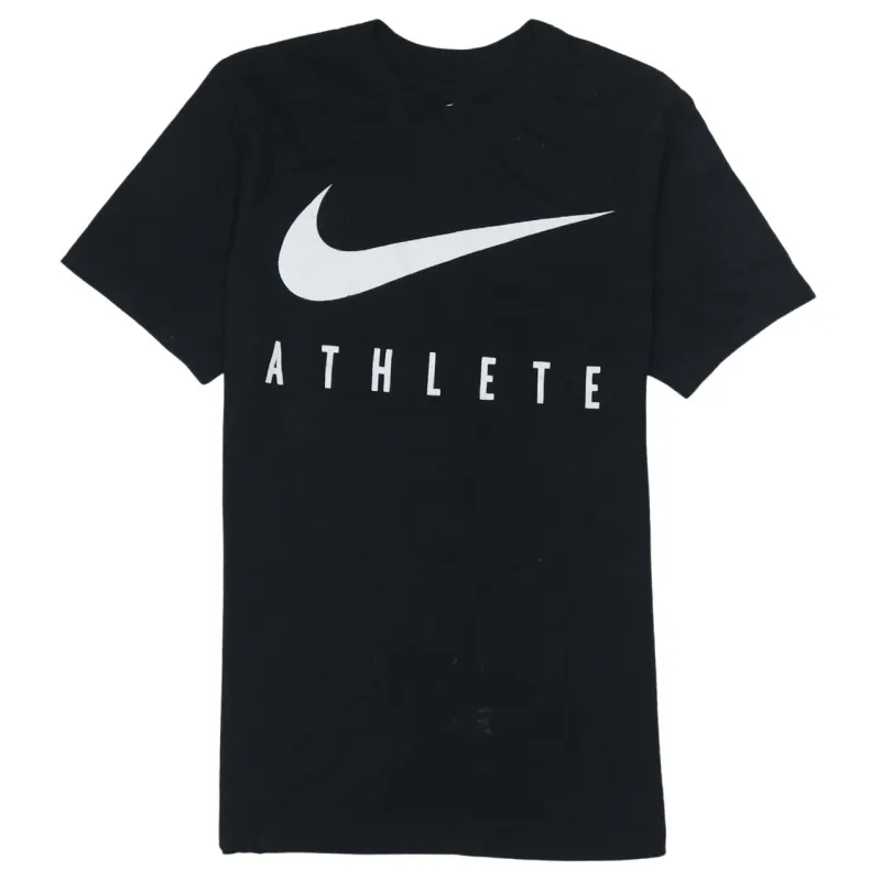 Nike 90's Center Middle Swoosh Crew Neck T Shirt Small Black made by Vintage Club