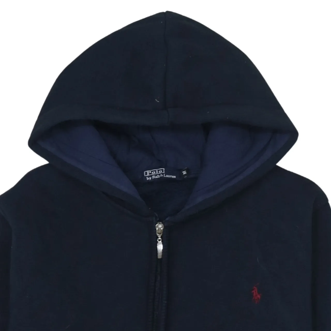 Polo Ralph Lauren 90's Drawstring Pockets Full Zip Up Hoodie Medium Navy Blue sold by Vintage Club product image thumbnail 3