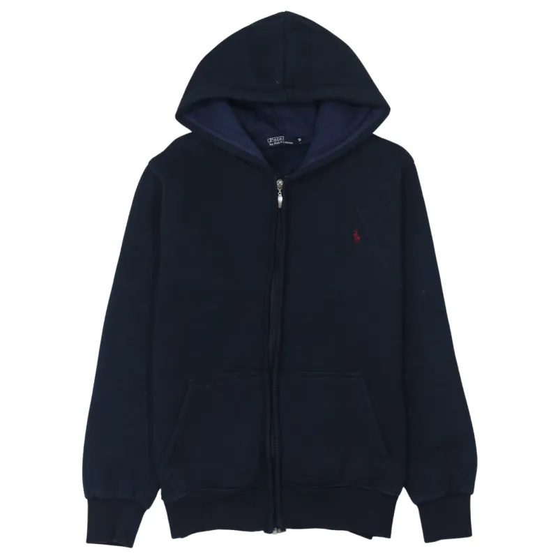 Polo Ralph Lauren 90's Drawstring Pockets Full Zip Up Hoodie Medium Navy Blue made by Polo by Ralph Lauren