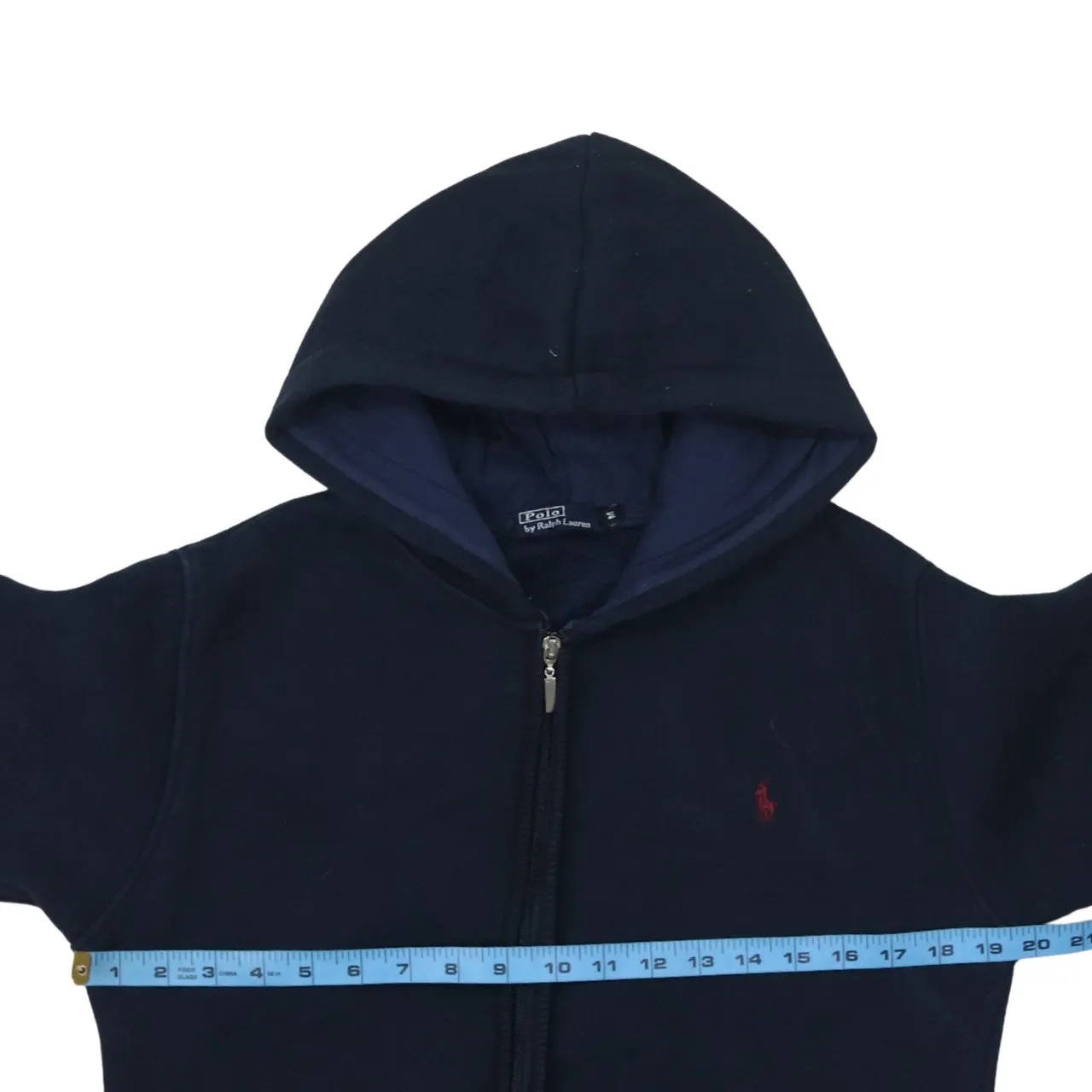Polo Ralph Lauren 90's Drawstring Pockets Full Zip Up Hoodie Medium Navy Blue sold by Vintage Club product image thumbnail 5