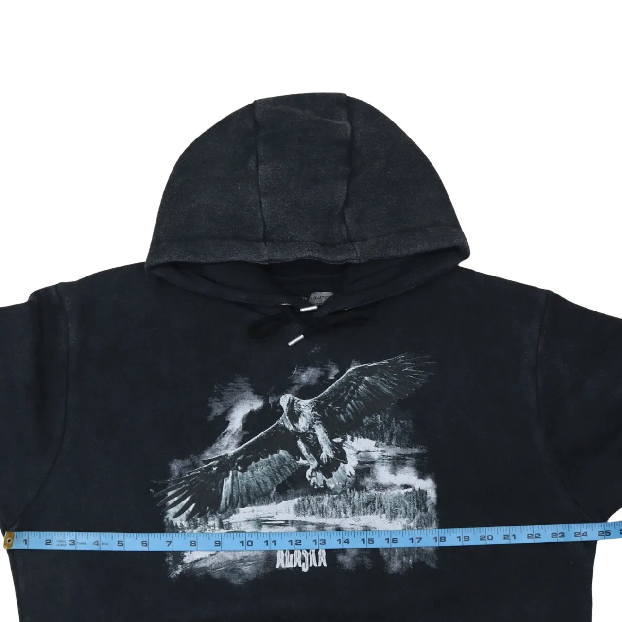 Retro 90's Drawstring Pockets Pullover Hoodie Large Black sold by Vintage Club product image thumbnail 5