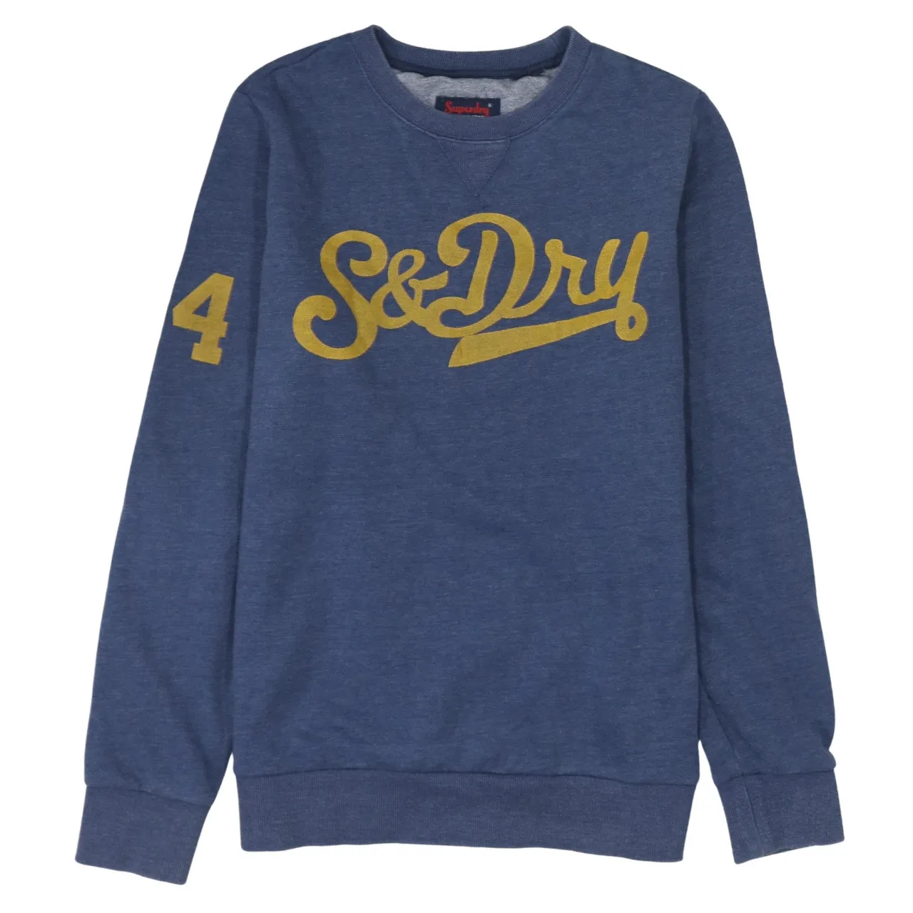 Super Dry 90's Spellout Crew Neck Sweatshirt Medium Navy Blue sold by Vintage Club
