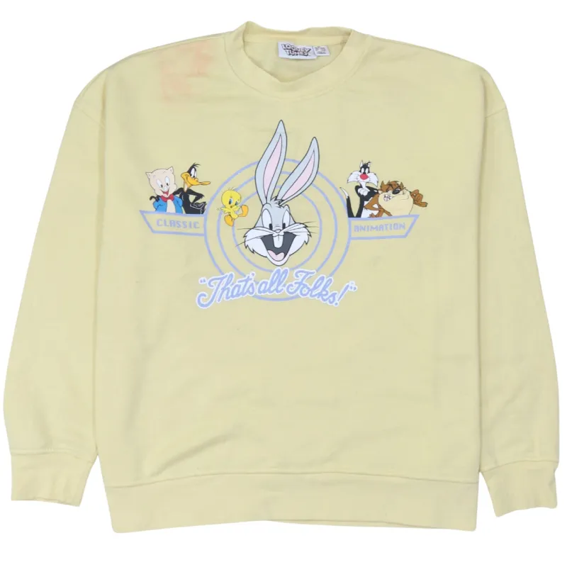 Looney Tunes 90's Lightweight Crew Neck Sweatshirt XLarge Yellow made by Vintage Club