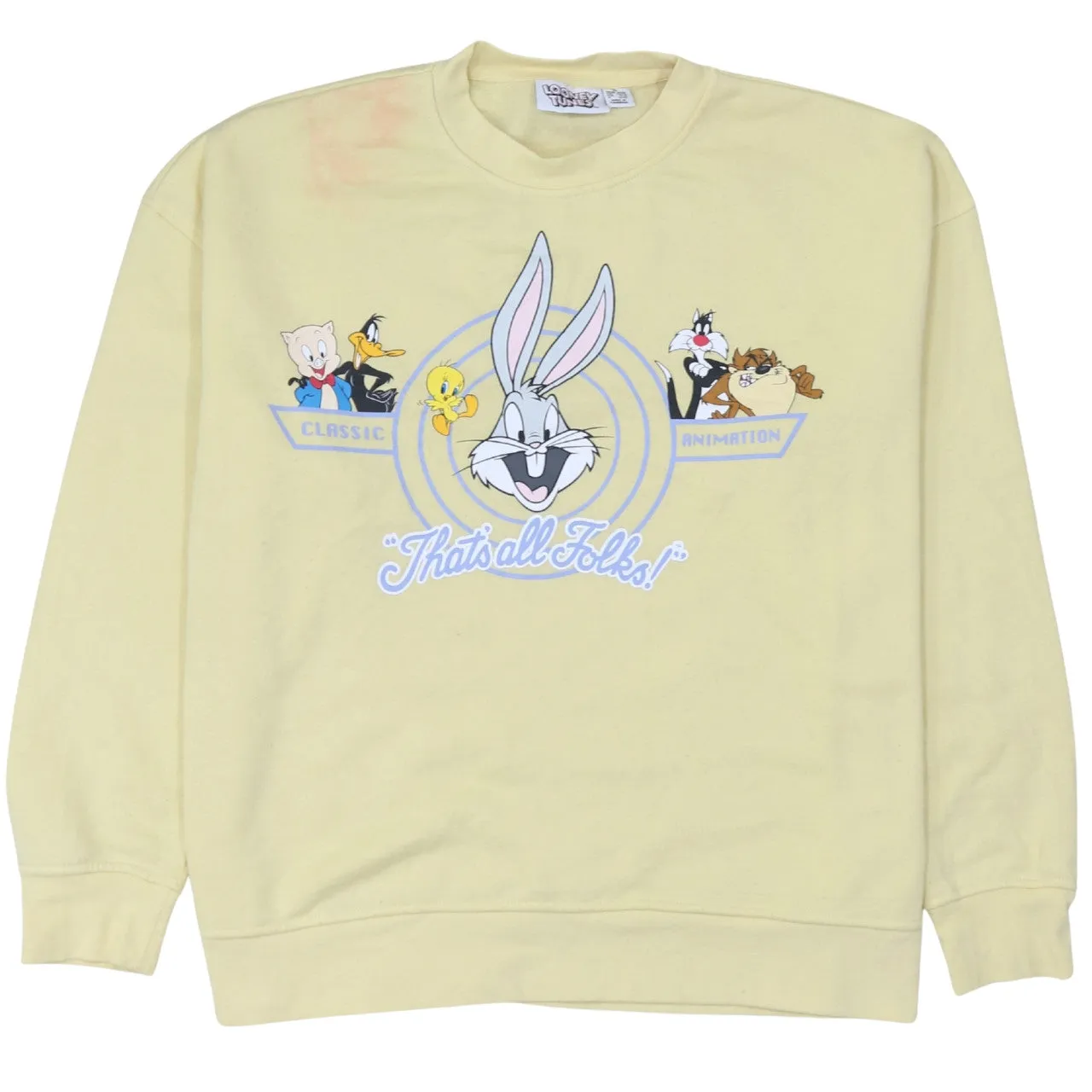 Looney Tunes 90's Lightweight Crew Neck Sweatshirt XLarge Yellow sold by Vintage Club