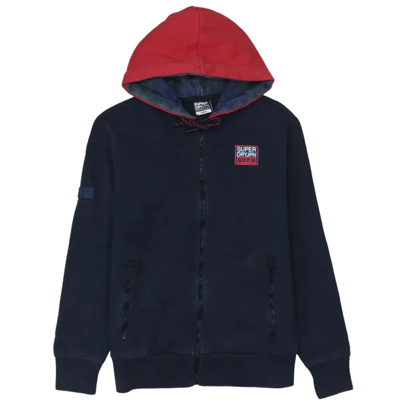 Super Dry 90's Sportswear Full Zip Up Hoodie Large Navy Blue made by Vintage Club