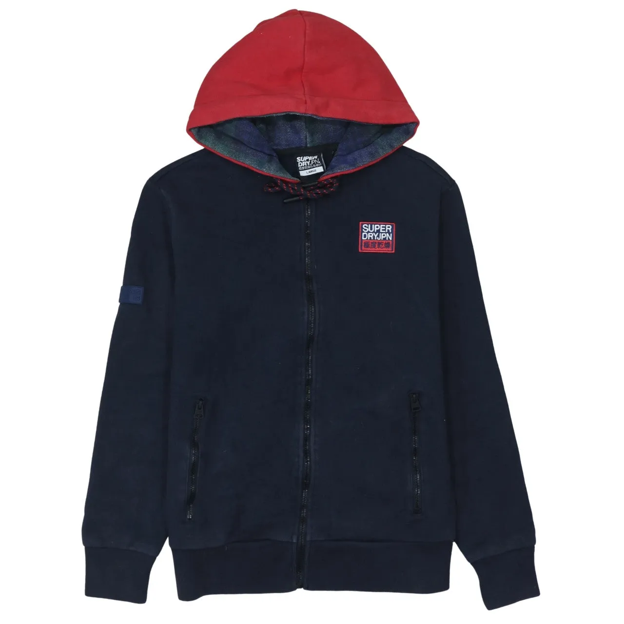 Super Dry 90's Sportswear Full Zip Up Hoodie Large Navy Blue sold by Vintage Club