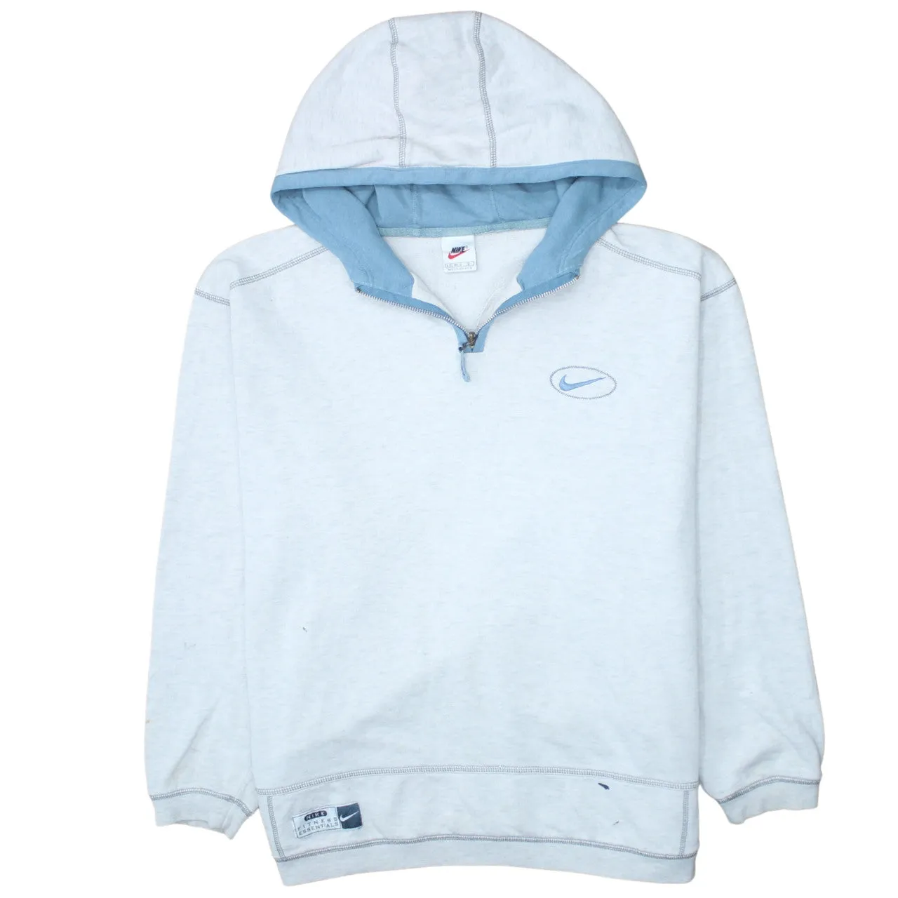 Nike 90's Swoosh Quarter Zip Hoodie Large Grey sold by Vintage Club