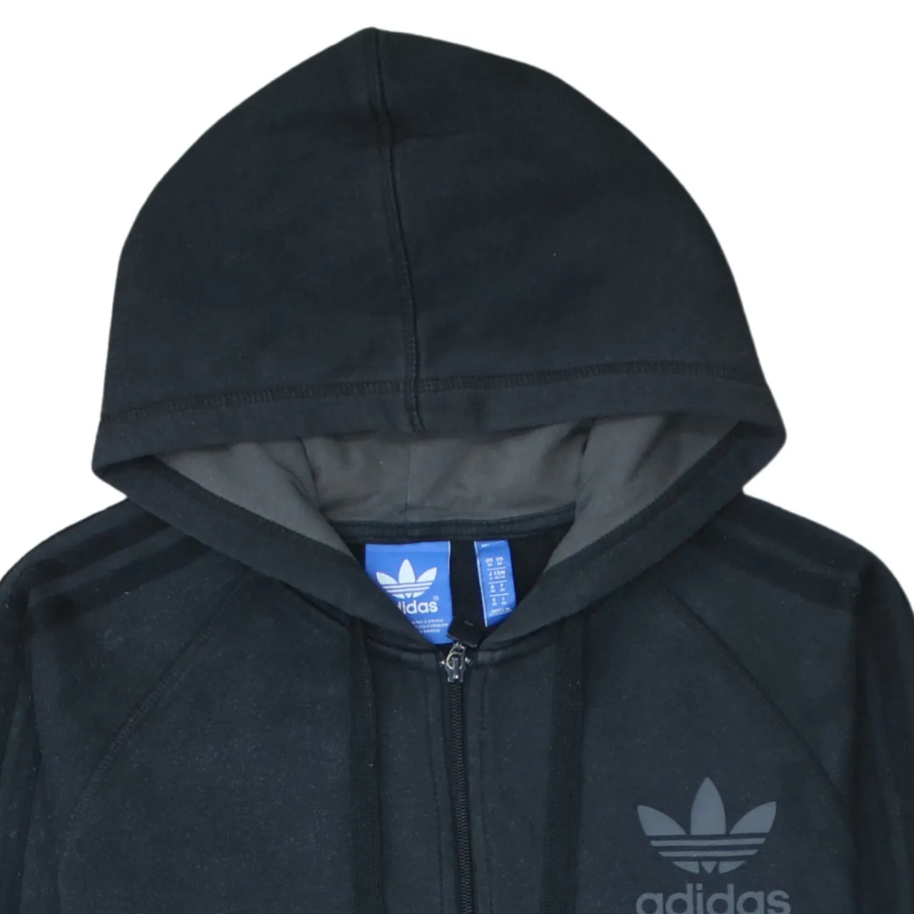 Adidas 90's Striped Sleeve Full Zip Up Hoodie Medium Black sold by Vintage Club product image thumbnail 3